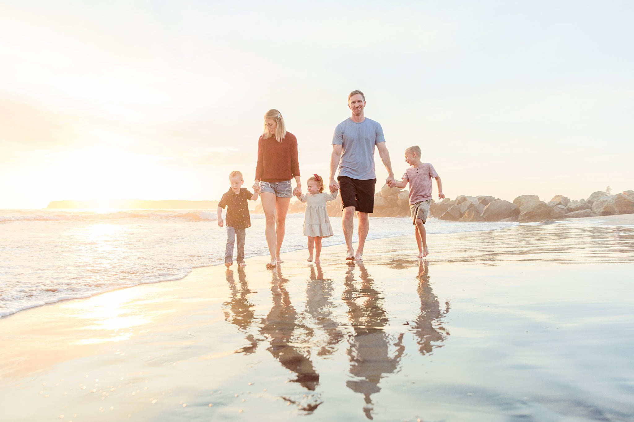 Family enjoying a beach session at Coronado Beach in San Diego