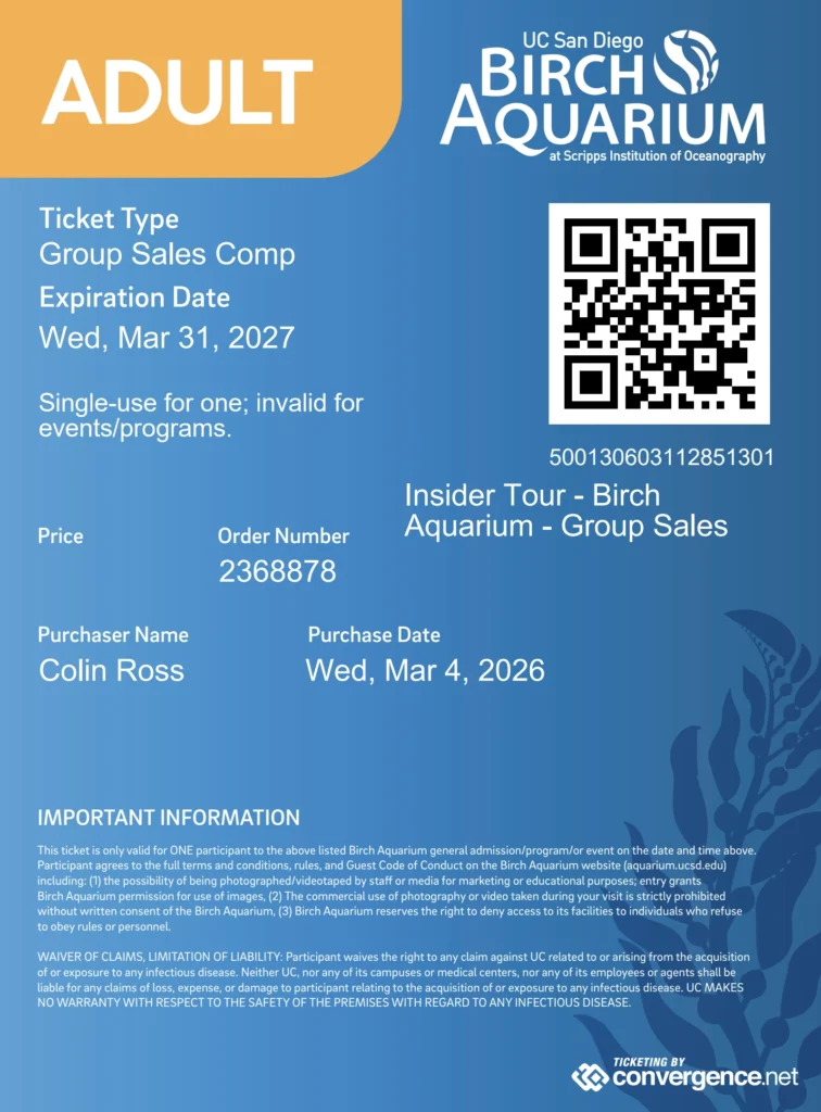 Birch Aquarium Insider Tour flyer