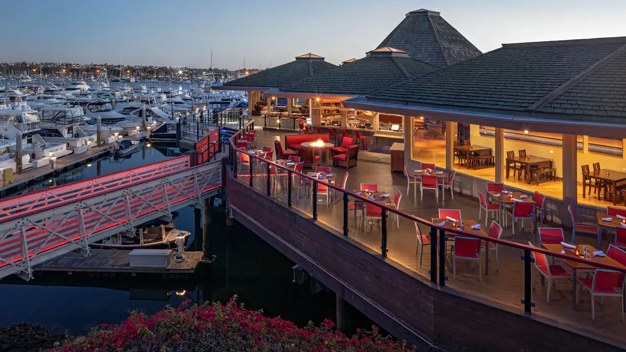 Red Marlin deck overlooking Mission Bay marina