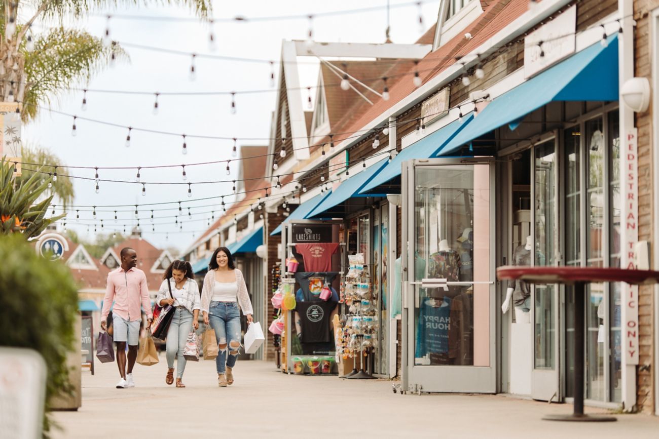The charming shops and streets of Coronado Landing near the Marriott resort