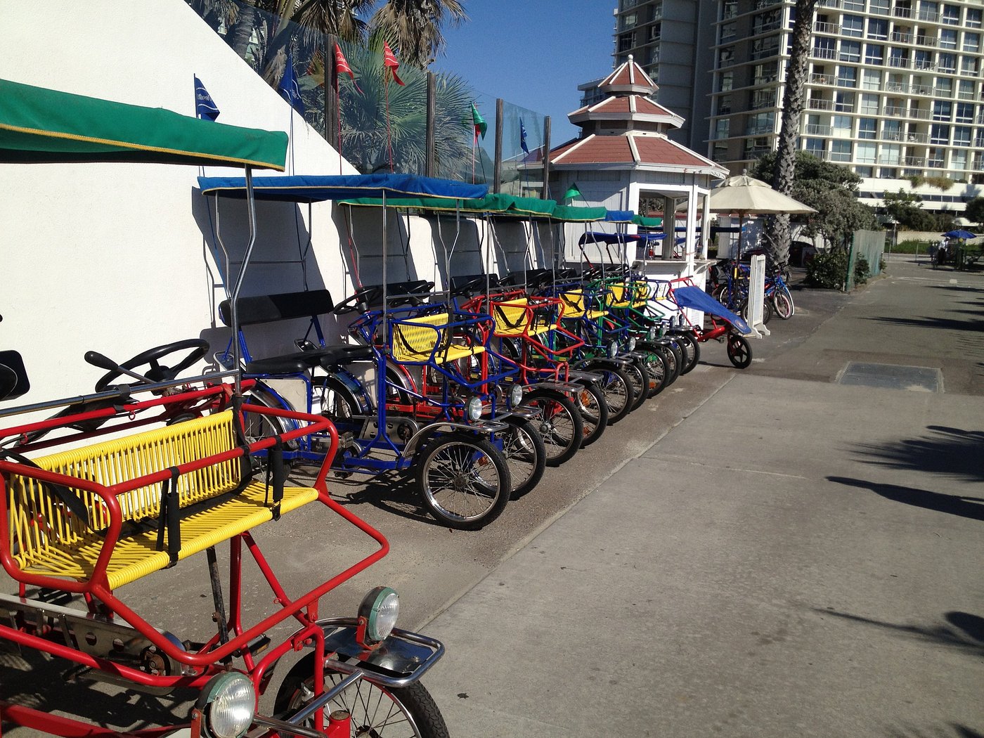 Surrey bikes available for rent from Wheel Fun Rentals near Coronado Island Marriott Resort