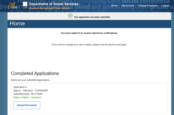 Guardian screen shown when fingerprints are already on file